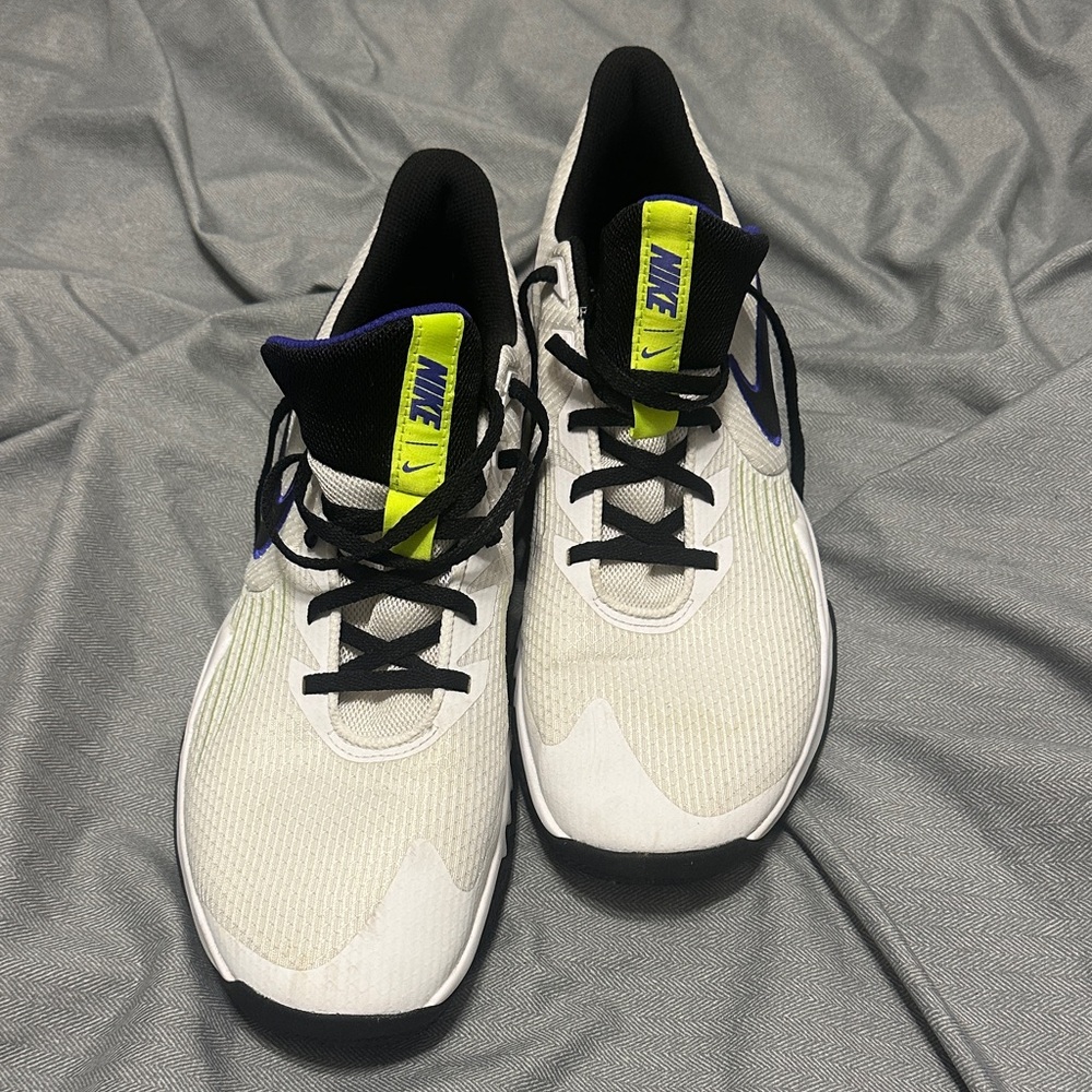 Nike White and Black Sneakers with Neon Accents